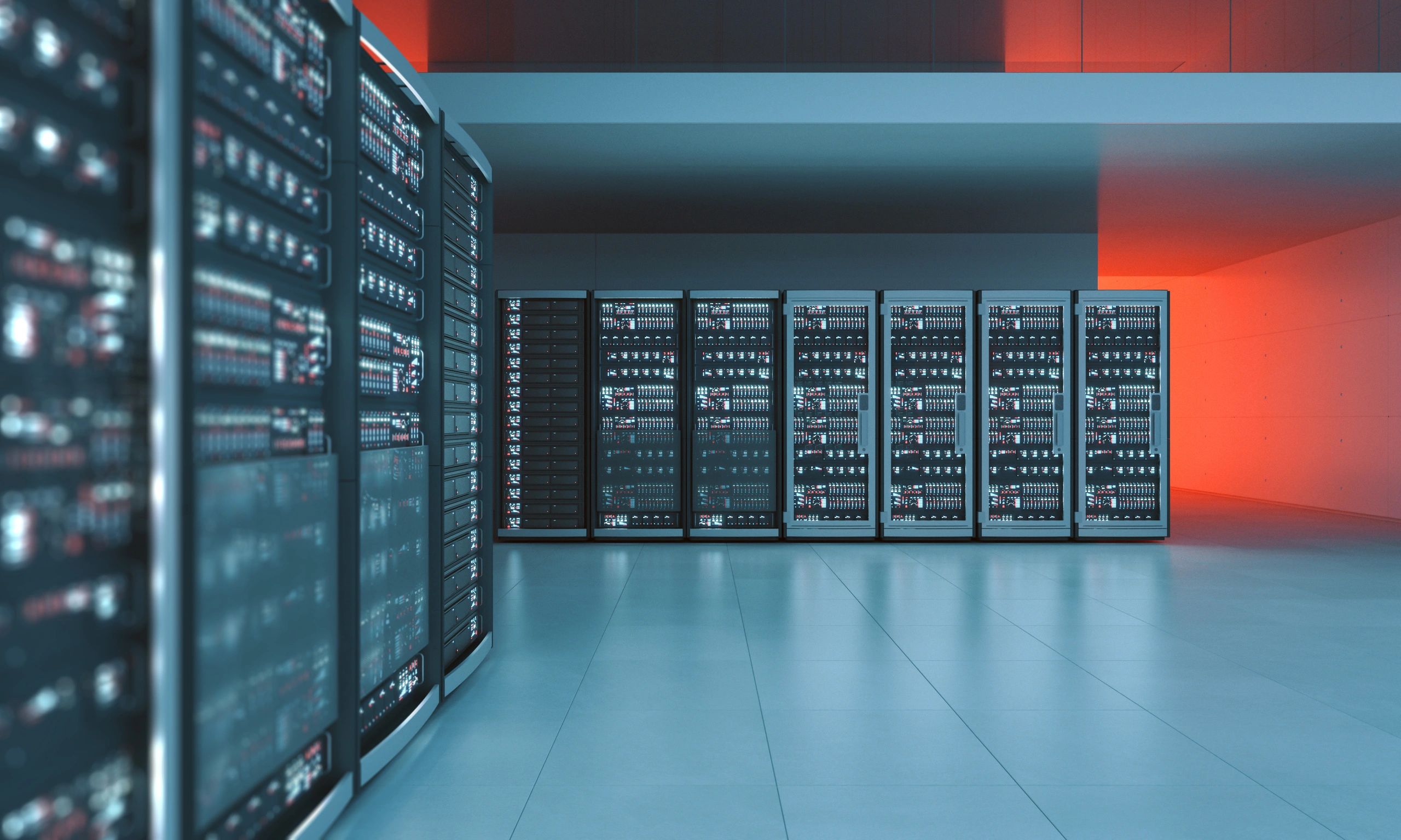Modern server room representing secure infrastructure