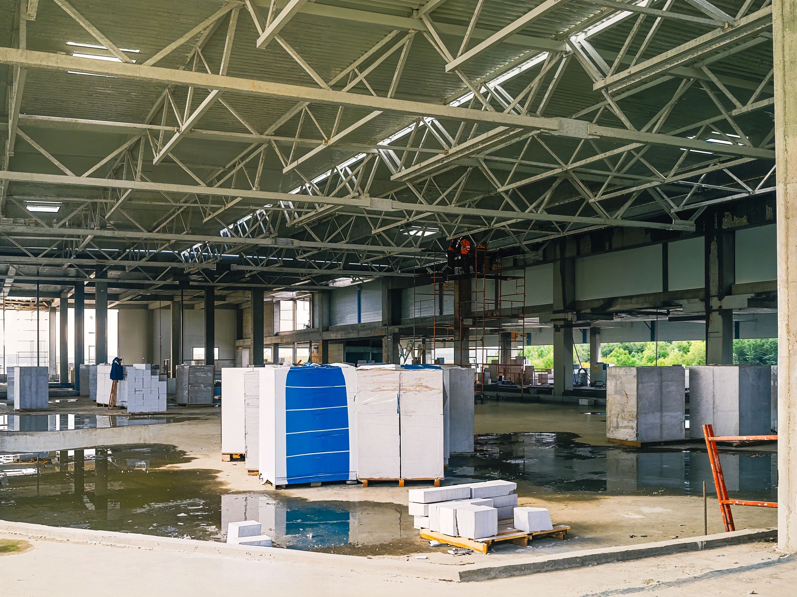 Warehouse environment representing labels and ribbon supply for logistics operations